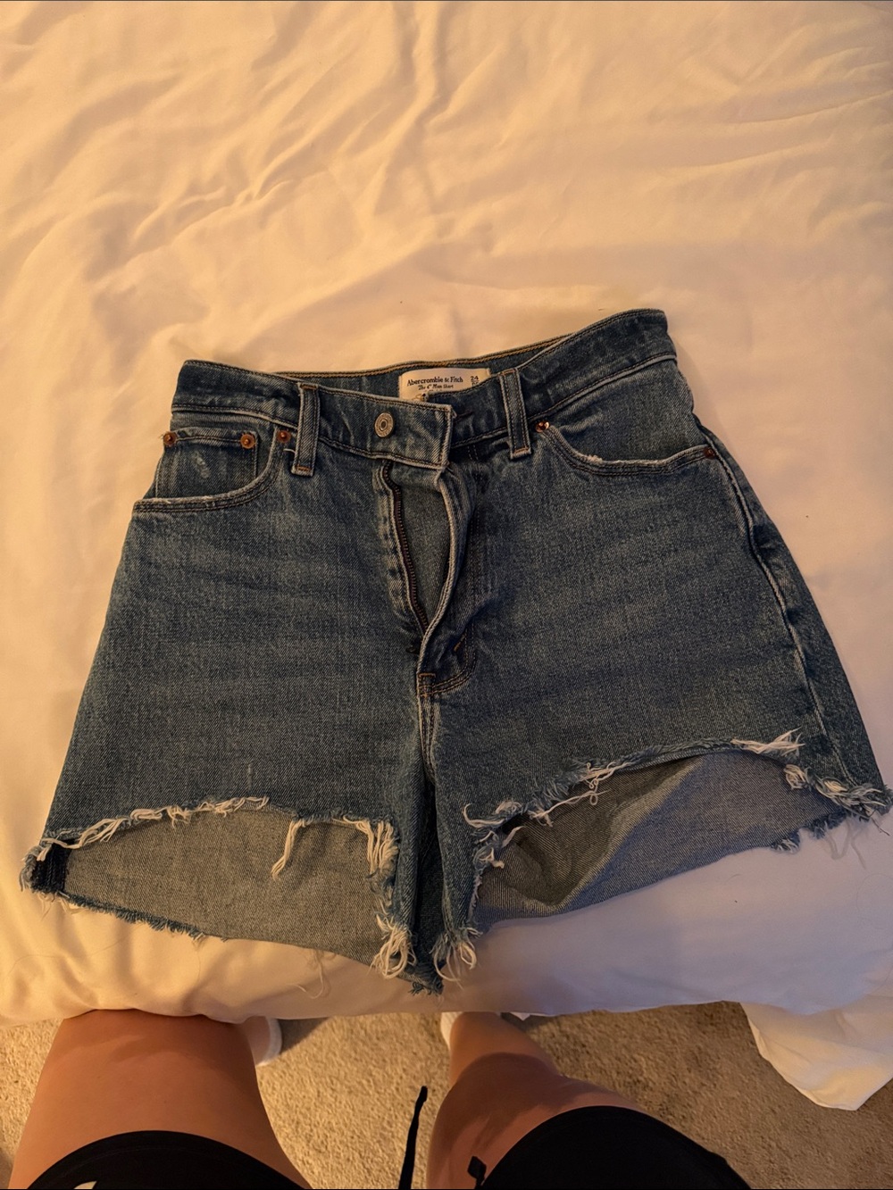 Abercrombie & Fitch Distressed Denim Jean Shorts - Blue